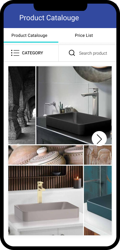 Catalogue gallery with product photography across categories